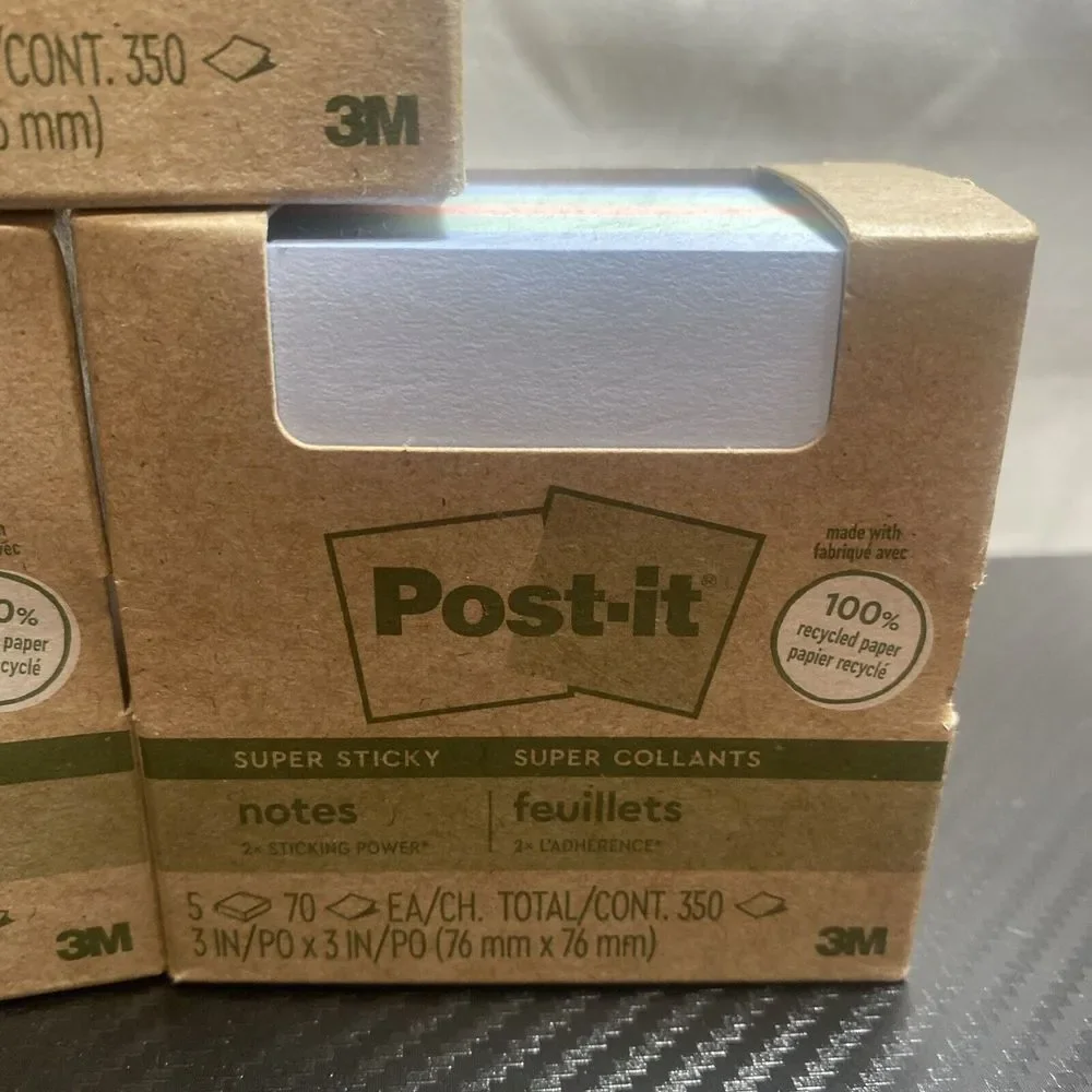 3 Post-it Recycled Super Sticky Notes 3